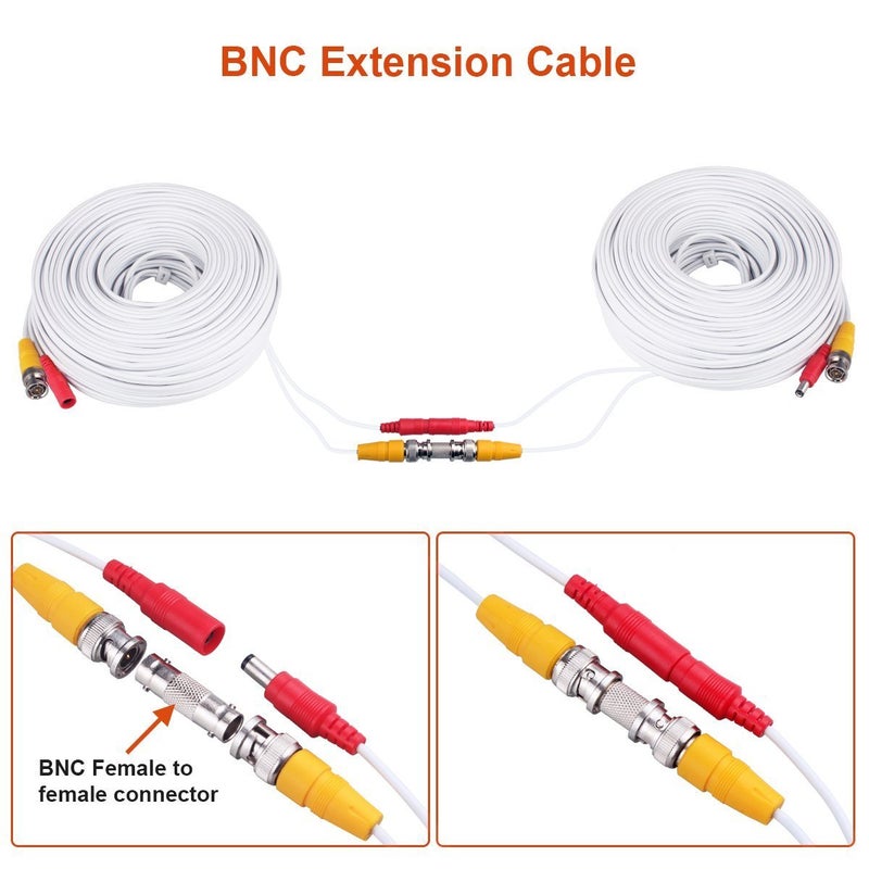 WILDHD BNC Cable, 4x150ft All-in-One Siamese Video and Power Security Camera Wire, CCTV Cable with 2 Female Connectors for All Max 5MP HD CCTV DVR Surveillance System (White) - Image 5